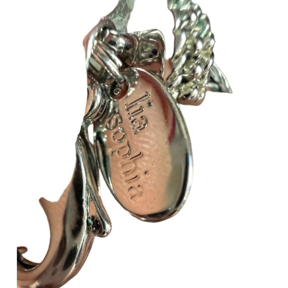 Lia Sophia "Love Dust" Cut Crystal Heart Pendant Pave Silver Tone Necklace - Picture 5 of 5